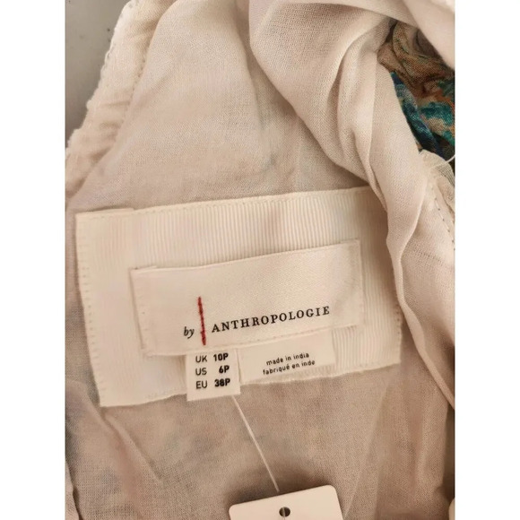 NWT By Anthropologie V-Neck Ruffle Lace Slip Dress Sz 6P Petite Ivory 9D410 - Picture 11 of 14